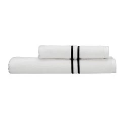 Vida Cord Stitch 650GSM Cotton Bath Towel Range White And Black