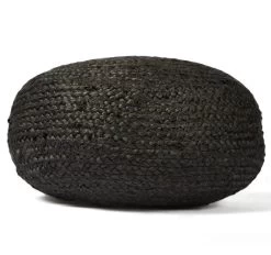 Calvert 50x50x20cm Jute Pouf Black