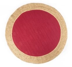 Maha Round Jute Handloom Floor Rug Range Red