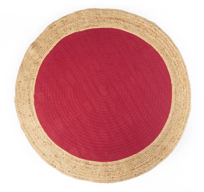 Maha Round Jute Handloom Floor Rug Range Red 3 Maha Round Jute Handloom Floor Rug Range Red