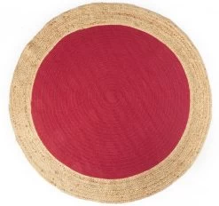 Maha Round Jute Handloom Floor Rug Range Red 7 Maha Round Jute Handloom Floor Rug Range Red -Home Furnishings vdh maha200floorrugred