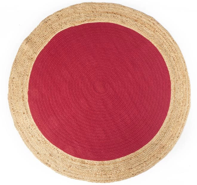 Maha Round Jute Handloom Floor Rug Range Red 5 Maha Round Jute Handloom Floor Rug Range Red - Image 3