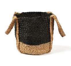Tava Jute Basket With Handle Range Black 14 Tava Jute Basket With Handle Range Black -Home Furnishings vdh tavabasketsml