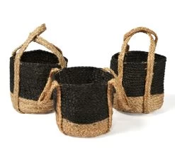 Tava Jute Basket With Handle Range Black 19 Tava Jute Basket With Handle Range Black -Home Furnishings vdh tavabasketsml4